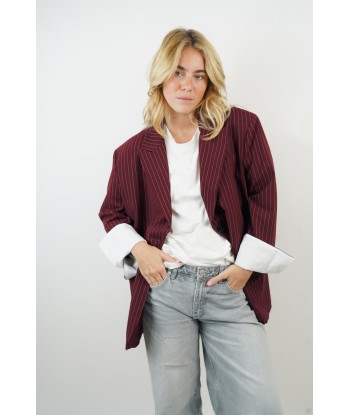 Blazer bordeaux rayé Sia pas cher 