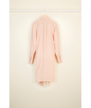 Pussy-bow mini silk shirtdress en stock