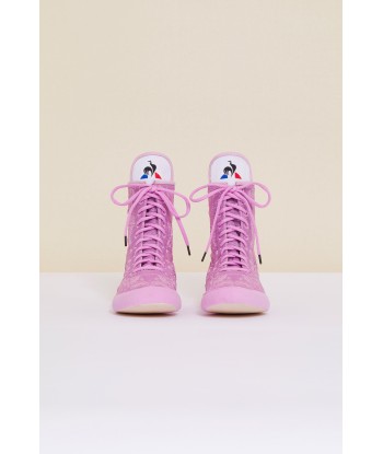 Embroidered high-top trainers - Lilac Faites des économies