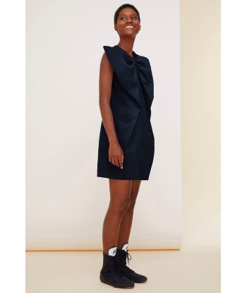 Oversized bow velvet mini dress En savoir plus