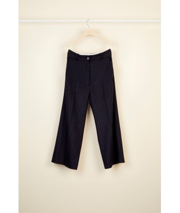 Chalk stripe wool straight leg trousers shop