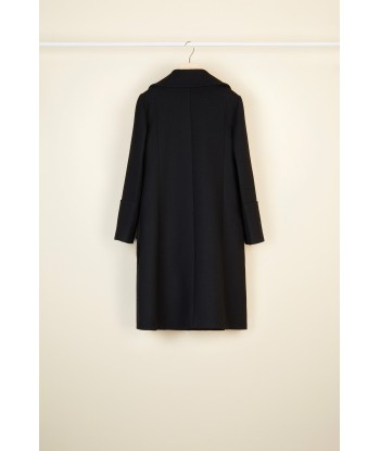 Brooch-embellished longline virgin wool coat livraison gratuite