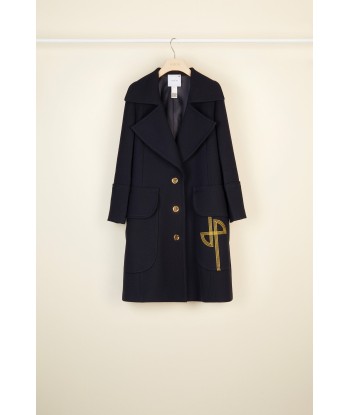 Longline wool coat with embroidered logo à prix réduit toute l'année