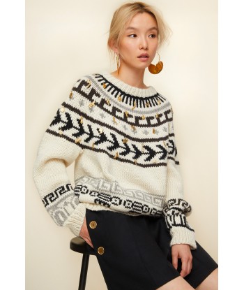 Jacquard wool and alpaca jumper with votive embellishments la livraison gratuite