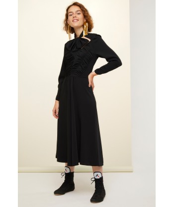 Cut-out bow collar midi dress acheter