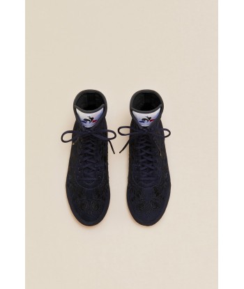 Embroidered high-top trainers - Navy À commander