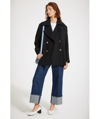 Oversized wool peacoat with embroidered logo ou a consommer sur place