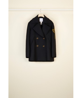 Oversized wool peacoat with embroidered logo ou a consommer sur place