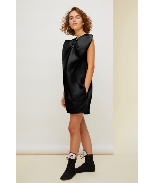 Oversized bow satin mini dress pas chere