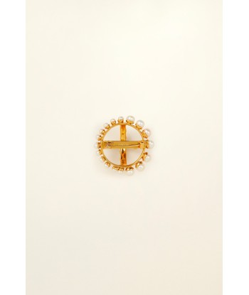 Round brass and pearl brooch JUSQU'A -70%! 