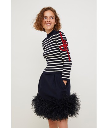 Feather-embellished pleated skirt Fin de série