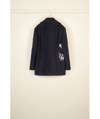 Oversized embroidered virgin wool peacoat france