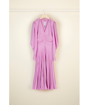 Twisted collar pleated dress acheter