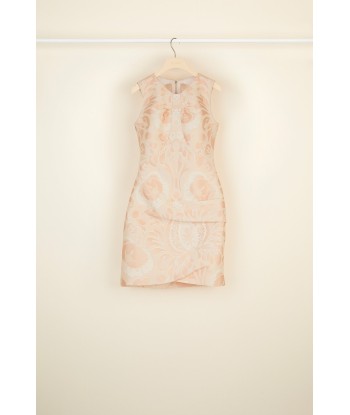 Cut-out floral brocade dress en linge