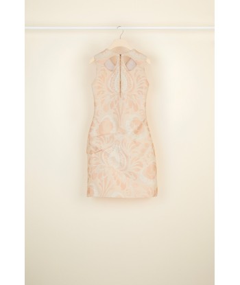 Cut-out floral brocade dress en linge