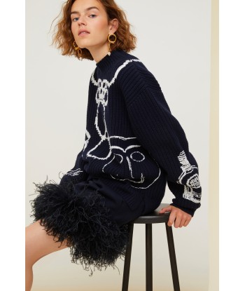 Embroidered Merino wool oversized jumper pour bénéficier 