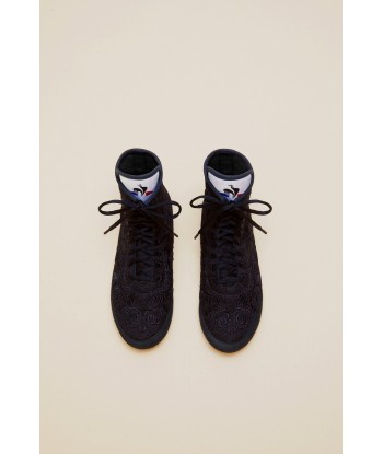 Embroidered high-top trainers - Black Comparez et commandez 