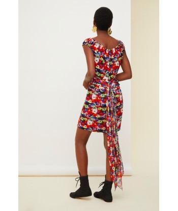 Cold-shoulder printed silk dress outlet