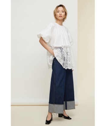 Communion cotton and guipure top solde