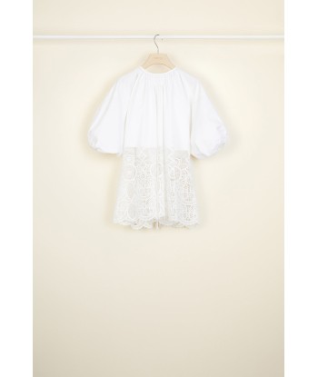 Communion cotton and guipure top solde