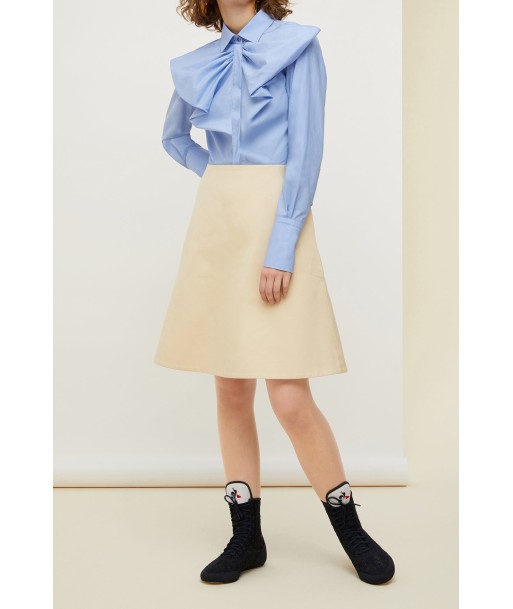 Bow collar two-tone cotton dress hantent personnes