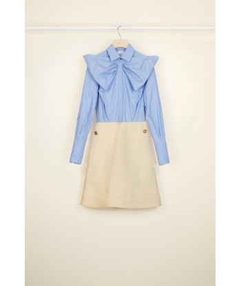 Bow collar two-tone cotton dress hantent personnes