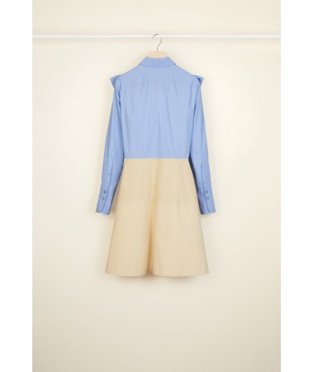 Bow collar two-tone cotton dress hantent personnes