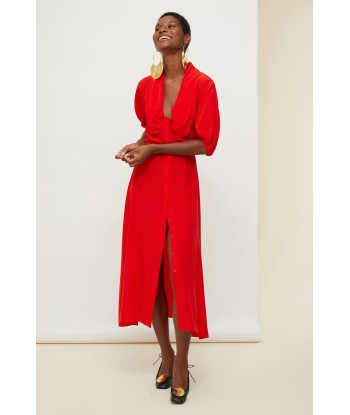 Draped neckline silk shirt dress outlet