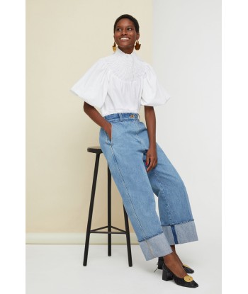 Smock collar poplin crop top Paris Déstockage Promo