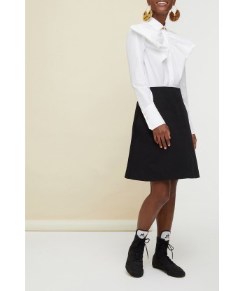 Bow collar two-tone cotton dress de technologie