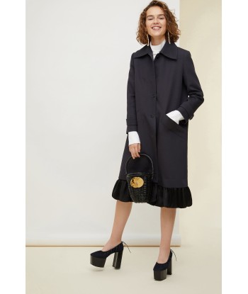 Ruffle hem gabardine coat online