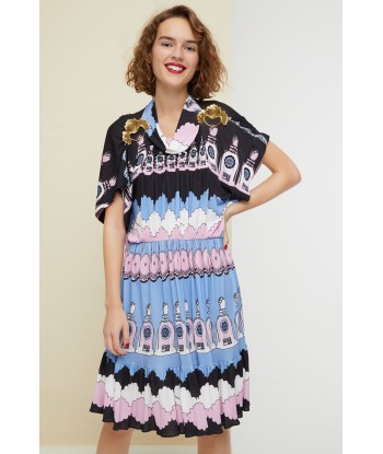 Printed jersey smock dress français