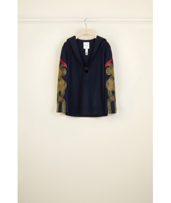 Embroidered wool and cashmere sailor tunic hantent personnes