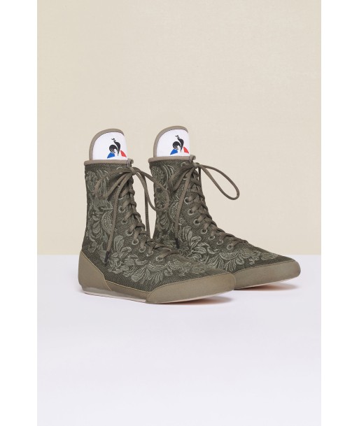 Embroidered high-top trainers - Khaki de technologie