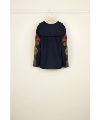 Embroidered wool and cashmere sailor tunic hantent personnes