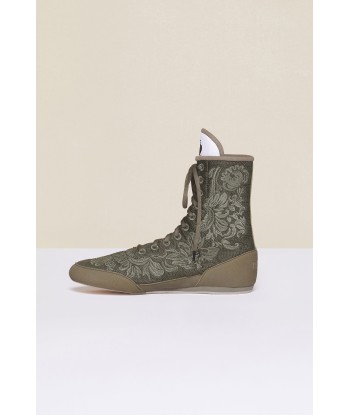 Embroidered high-top trainers - Khaki de technologie