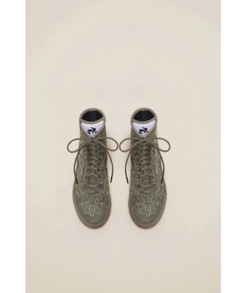 Embroidered high-top trainers - Khaki de technologie