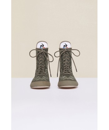 Embroidered high-top trainers - Khaki de technologie