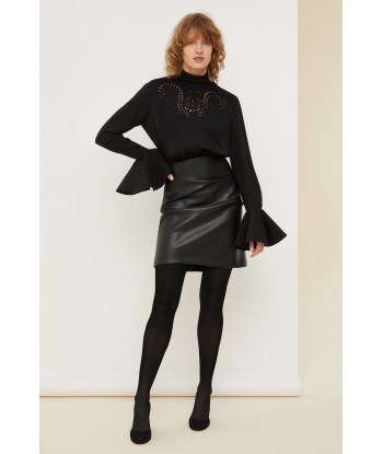 Faux leather draped skirt à prix réduit toute l'année