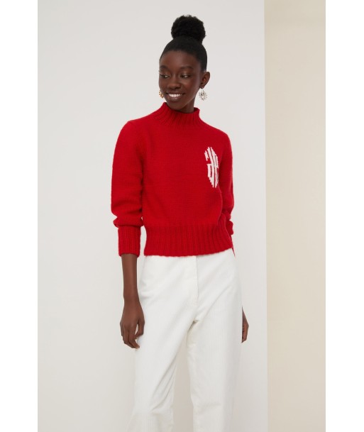 Cropped intarsia logo jumper Comparez et commandez 