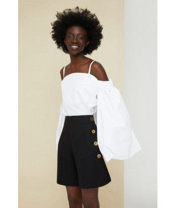 Cold-shoulder cape poplin top Comment ça marche