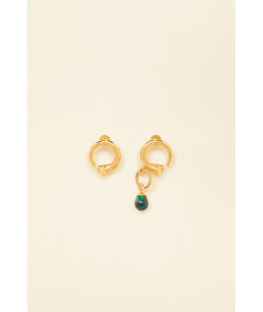 Asymmetrical brass and stone earrings les ctes