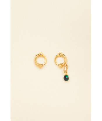 Asymmetrical brass and stone earrings les ctes