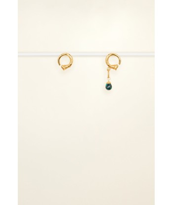 Asymmetrical brass and stone earrings les ctes