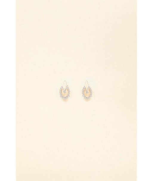 Silver brass and pearl hoop earrings Profitez des Offres !