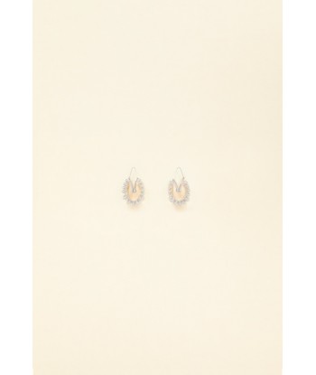 Silver brass and pearl hoop earrings Profitez des Offres !