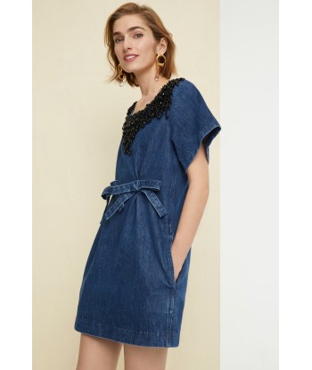 Bow Detail Dress - Indigo Blue Pearls chez Cornerstreet bien 