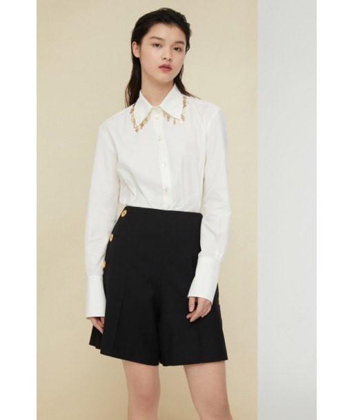 Embellished cotton twill shirt de technologie