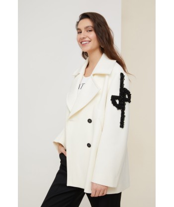 Jewelled logo peacoat Economisez 