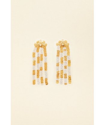 Two-tone brass pendant earrings Profitez des Offres !